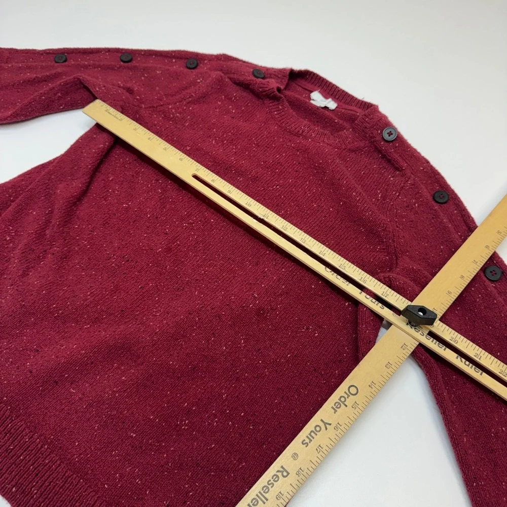 J Jill Sweater Womens Medium Red Speckled Knit Button Shoulder Academia Classic